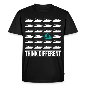 Think Different Sailing Boat - Men's Premium Organic T-Shirt - black - Front - Nico (187cm)