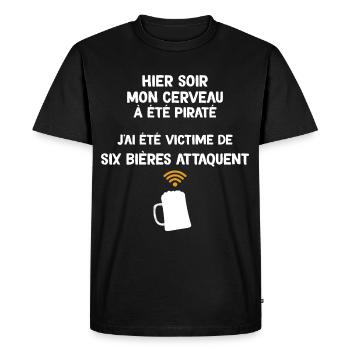 Apéro Bière Et Six Bières Attaquent - T-shirt Premium bio Homme - noir - Devant - Nico (187cm)