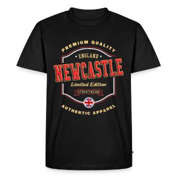 Newcastle Angleterre UK City Font Vintage Rétro - T-shirt Premium bio Homme - noir - Devant - Nico (187cm)