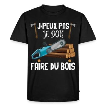 Faire du bois Garde Forestier métier Bois - T-shirt Premium bio Homme - noir - Devant - Nico (187cm)