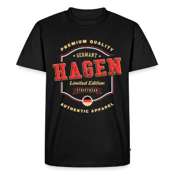 Hagen, Allemagne, Ville, Font, Vintage Rétro - T-shirt Premium bio Homme - noir - Devant - Nico (187cm)