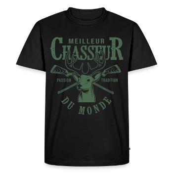 meilleur chasseur du monde cadeau papa papy chasse - T-shirt Premium bio Homme - noir - Devant - Nico (187cm)