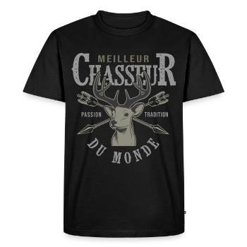 meilleur chasseur du monde cadeau papa chasse - T-shirt Premium bio Homme - noir - Devant - Nico (187cm)