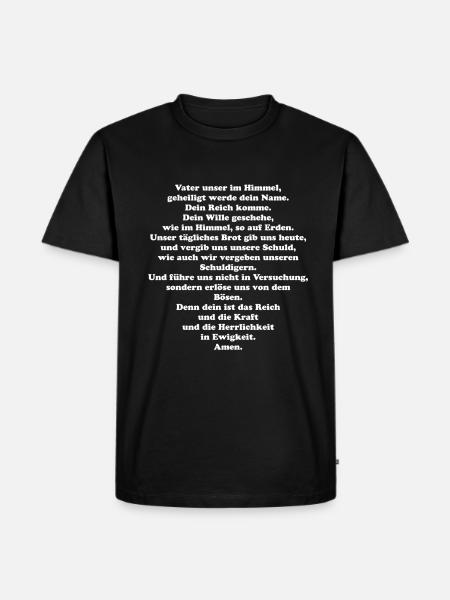 Vater unser weiß - Männer Premium Bio T-Shirt - Schwarz