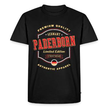 Paderborn Germany City Font Vintage Retro - Men's Premium Organic T-Shirt - black - Front - Nico (187cm)