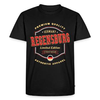 Regensburg Germany City Font Vintage Retro - Men's Premium Organic T-Shirt - black - Front - Nico (187cm)