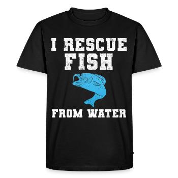 Je sauve des poissons de l’eau Fischer - T-shirt Premium bio Homme - noir - Devant - Nico (187cm)