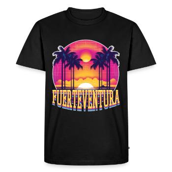 Fuerteventura Summer Sun Beach Sea Palm Trees - Men's Premium Organic T-Shirt - black - Front - Nico (187cm)