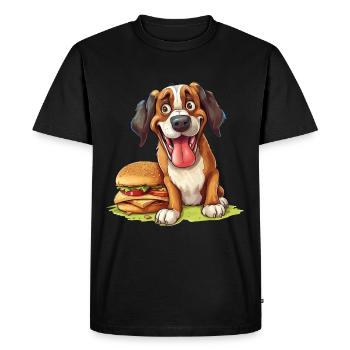 Dog Burger Hamburger Fast-Food Dog Lover - T-shirt Premium bio Homme - noir - Devant - Nico (187cm)