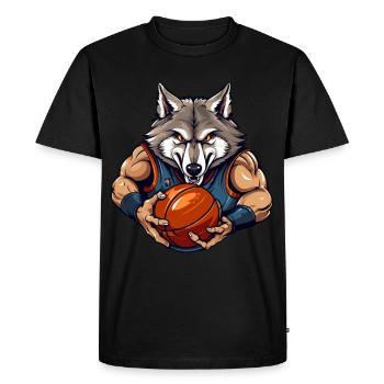 Wolf Basketball Player - Men's Premium Organic T-Shirt - black - Front - Nico (187cm)