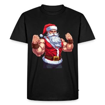 Bain Père Noël Muscles Fort Noël - T-shirt Premium bio Homme - noir - Devant - Nico (187cm)
