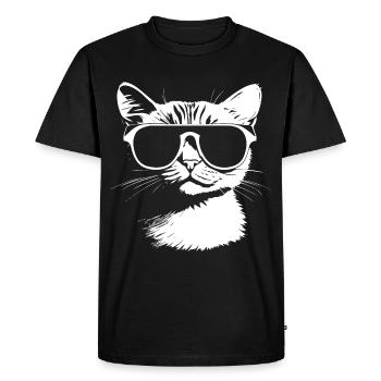 Drôle de chat avec des lunettes de soleil Chaton Sunglas Cats - T-shirt Premium bio Homme - noir - Devant - Nico (187cm)