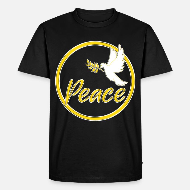 Peace Friedenstaube Friedenszeichen Statement - Männer Premium Bio T-Shirt - Schwarz