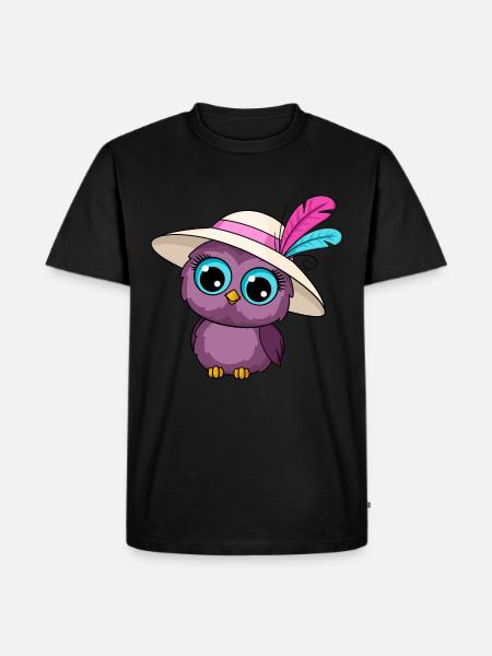 Eule Mit Hut - Männer Premium Bio T-Shirt - Schwarz