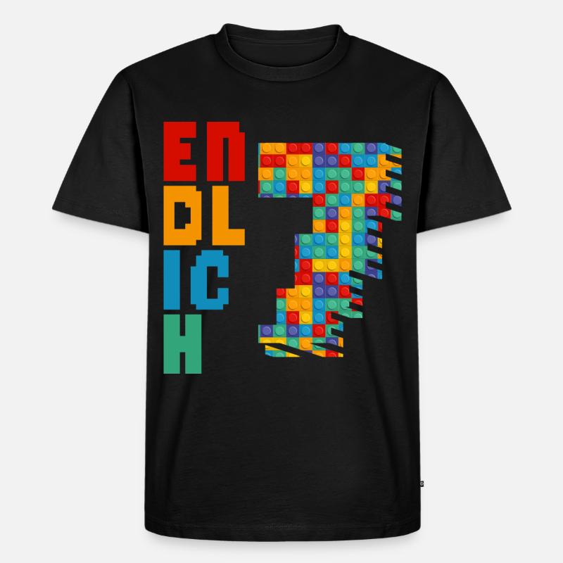 Endlich 7 Baustein - Männer Premium Bio T-Shirt - Schwarz