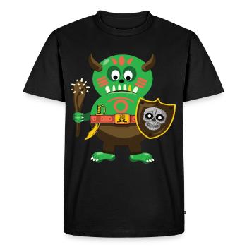 Little cute green ogre design - Men's Premium Organic T-Shirt - black - Front - Nico (187cm)