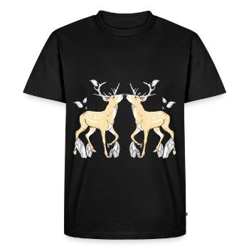 antlers, roe deer, roebuck, wildlife, red deer - Men's Premium Organic T-Shirt - black - Front - Nico (187cm)