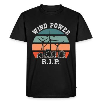L’énergie éolienne RIP, non à l’énergie éolienne - T-shirt Premium bio Homme - noir - Devant - Nico (187cm)