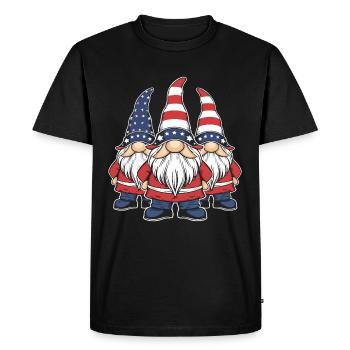 Gnomes patriotiques américains avec drapeau américain - T-shirt Premium bio Homme - noir - Devant - Nico (187cm)