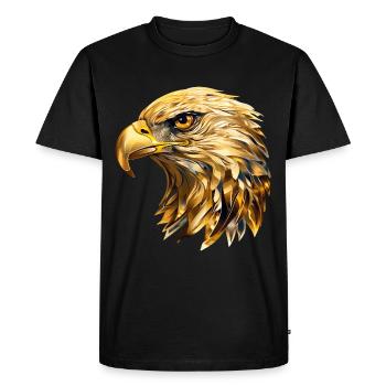 Tête d’aigle Or Oiseau de proie Oiseau Nature animale - T-shirt Premium bio Homme - noir - Devant - Nico (187cm)