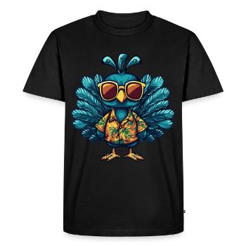 Paon Oiseau Bande Dessinée Drôle Été - T-shirt Premium bio Homme - noir - Devant - Nico (187cm)