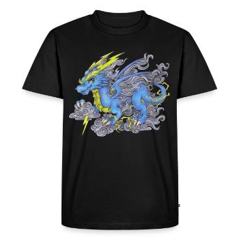 Drache Phantasie Mythologie Blitz Donner Gewitter - Männer Premium Bio T-Shirt - Schwarz - Vorne - Nico (187cm)