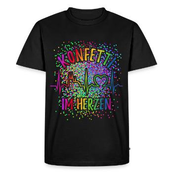 Konfetti im Herzen - Köln Karneval - Verkleidung - Männer Premium Bio T-Shirt - Schwarz - Vorne - Nico (187cm)