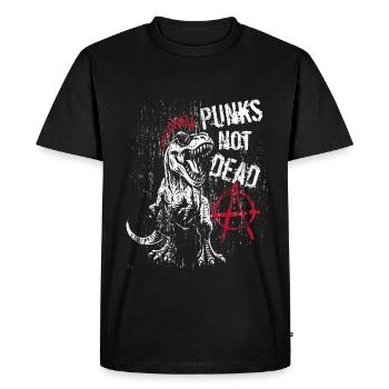 T-Rex - Punks pas morts - Punk Dinosaur - T-shirt Premium bio Homme - noir - Devant - Nico (187cm)