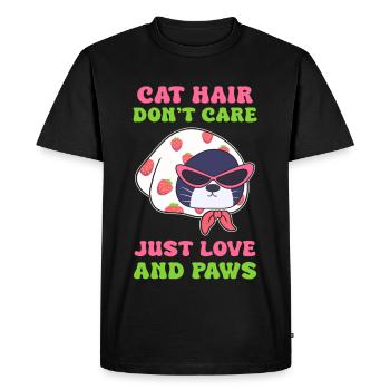 Patte d’amour de dame pour chat maman amoureux des animaux de compagnie - T-shirt Premium bio Homme - noir - Devant - Nico (187cm)