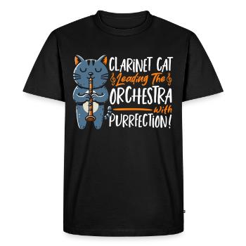 Clarinette Musique Orchestre Clarinette Chat - T-shirt Premium bio Homme - noir - Devant - Nico (187cm)