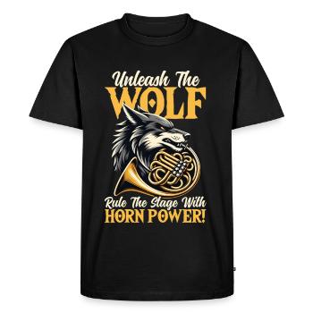 Cuivre, Fanfare, Wolf, Cor français - T-shirt Premium bio Homme - noir - Devant - Nico (187cm)