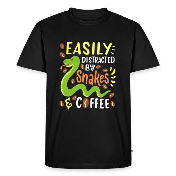 Files d’attente et café - T-shirt Premium bio Homme - noir - Devant - Nico (187cm)