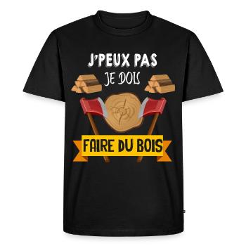Je Peux pas je Dois Faire Du Bois Humour Homme - T-shirt Premium bio Homme - noir - Devant - Nico (187cm)