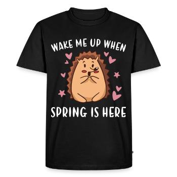 Hedgie Wake Me Up When Spring Is Here Hedgehog - Men's Premium Organic T-Shirt - black - Front - Nico (187cm)