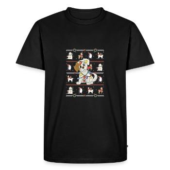 Christmas Dog with Fairy Lights - Men's Premium Organic T-Shirt - black - Front - Nico (187cm)