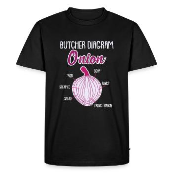Onion Anatomy Veggies - Men's Premium Organic T-Shirt - black - Front - Nico (187cm)