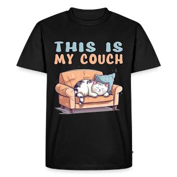 Cat Couch Sofa Funny Humor Typical Cartoon - Men's Premium Organic T-Shirt - black - Front - Nico (187cm)