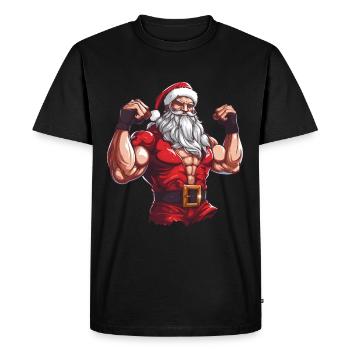 Bain Père Noël Noël Musclé Cool - T-shirt Premium bio Homme - noir - Devant - Nico (187cm)