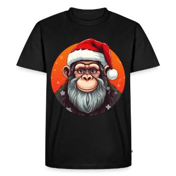 Chimpanzee Christmas - Men's Premium Organic T-Shirt - black - Front - Nico (187cm)