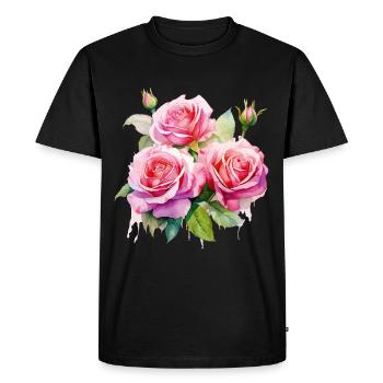 Roses Rose Blossom Fleurs Rose Rose Motif Floral - T-shirt Premium bio Homme - noir - Devant - Nico (187cm)