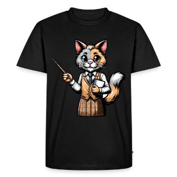 Cute Cat Teacher - Men's Premium Organic T-Shirt - black - Front - Nico (187cm)