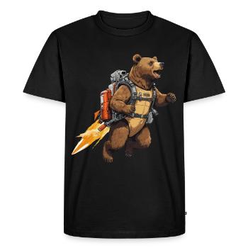 Rocket Bear - Men's Premium Organic T-Shirt - black - Front - Nico (187cm)