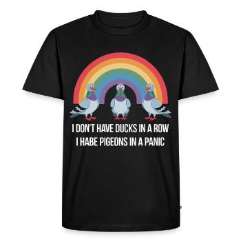 Pigeon Panique Humour Fun - T-shirt Premium bio Homme - noir - Devant - Nico (187cm)