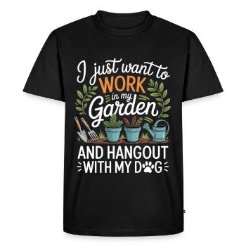 Jardinier amateur avec chien Jardin - T-shirt Premium bio Homme - noir - Devant - Nico (187cm)