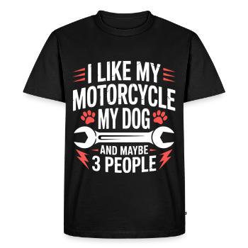 chien moto sarcasme chien dicton - T-shirt Premium bio Homme - noir - Devant - Nico (187cm)
