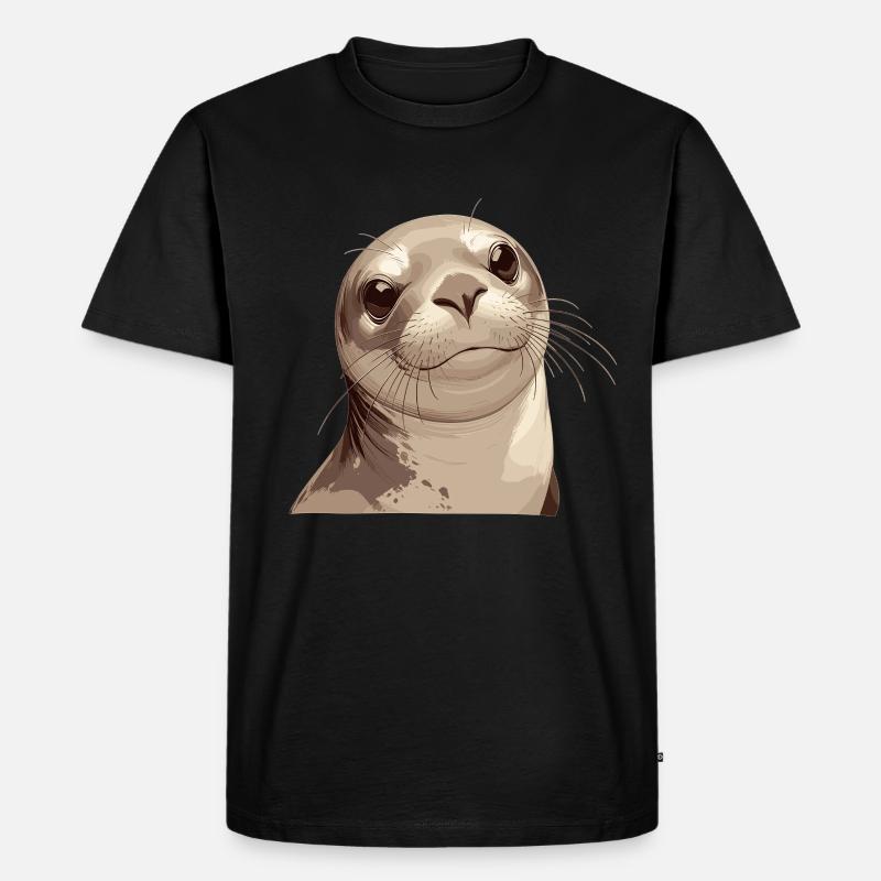 Robben Robbe - Männer Premium Bio T-Shirt - Schwarz