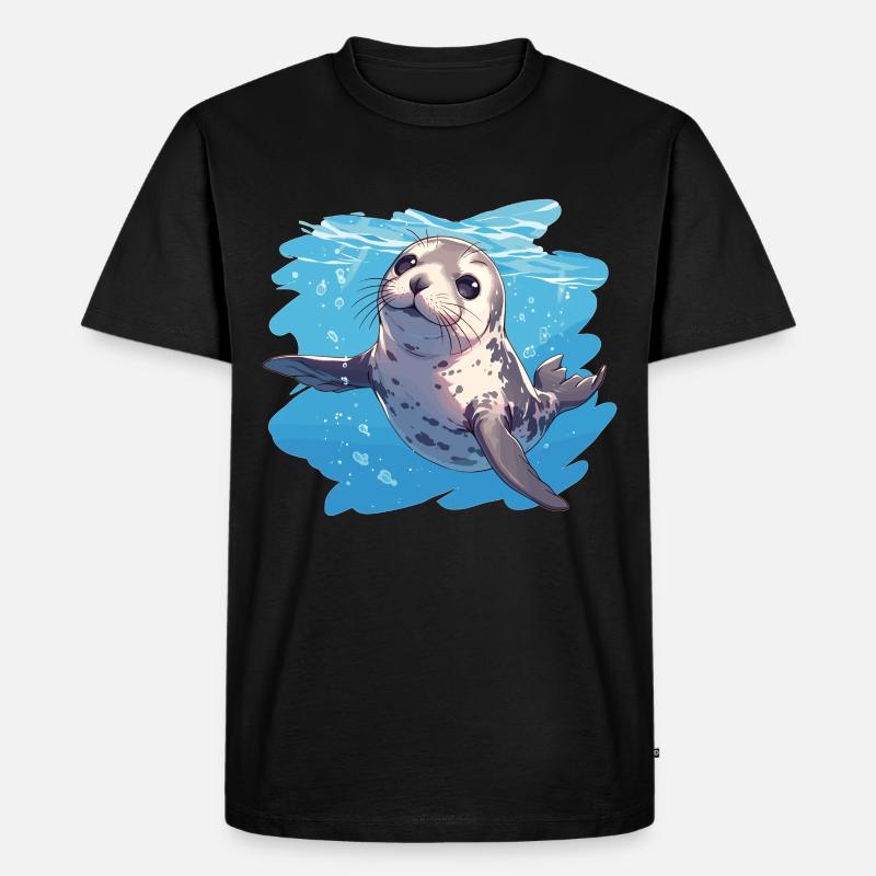 Robben Robbe - Männer Premium Bio T-Shirt - Schwarz