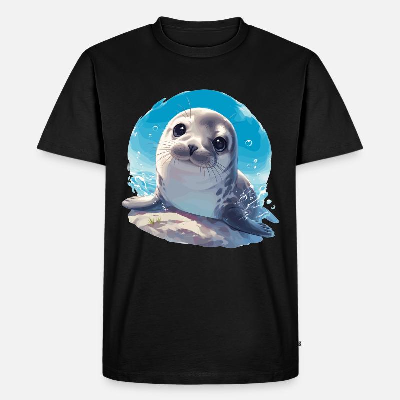 Robben Robbe - Männer Premium Bio T-Shirt - Schwarz