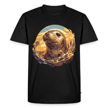 Joints, Phoque - T-shirt Premium bio Homme - noir - Devant - Nico (187cm)