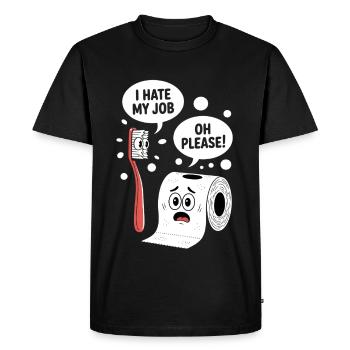 Drôle de salle de bain disant humour - T-shirt Premium bio Homme - noir - Devant - Nico (187cm)